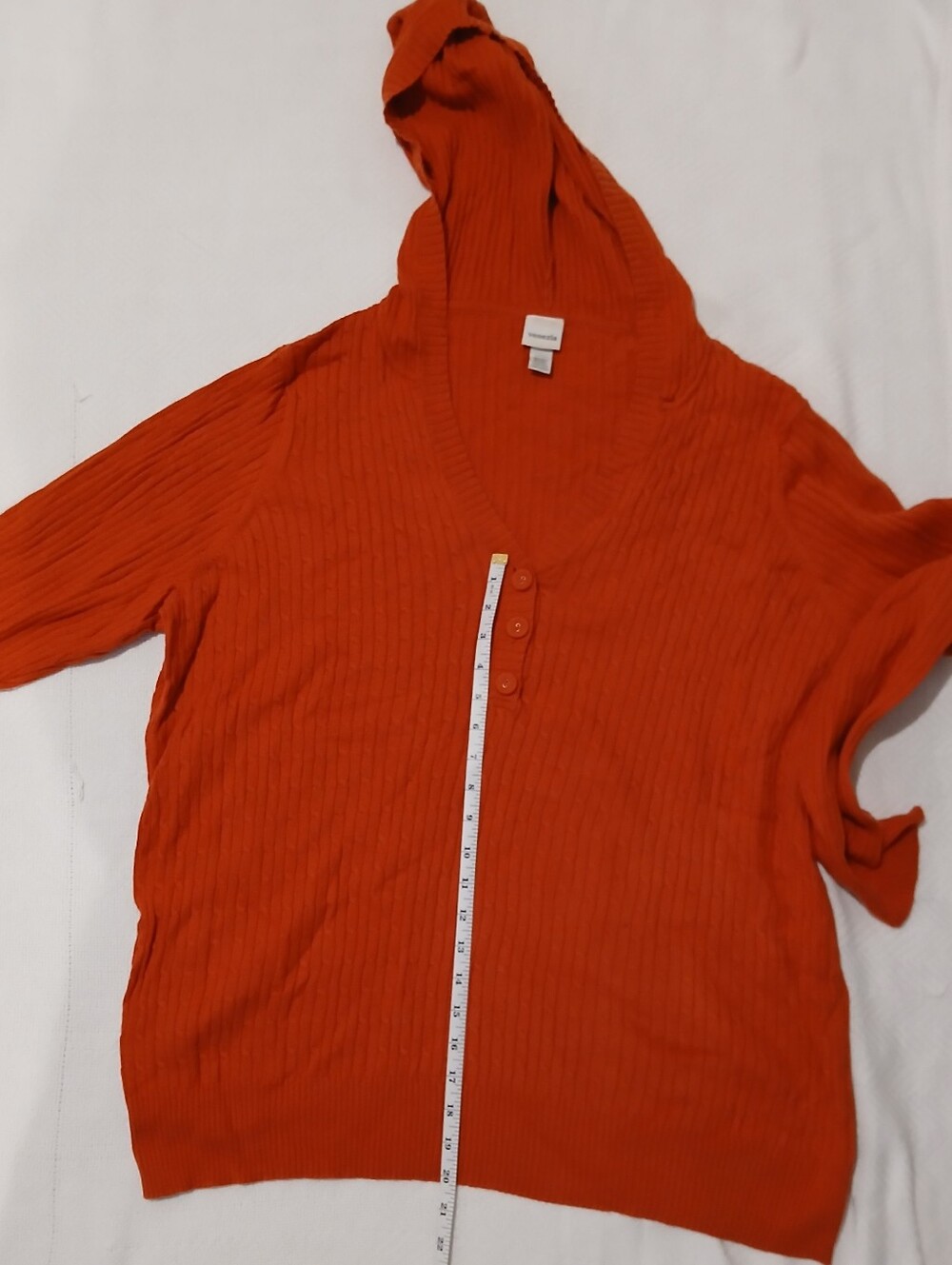 Venezia Ribbed Hooded V-Neck Sweater in Orange